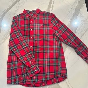 Vineyard vines, red plaid shirt in boys, size medium 12-14
